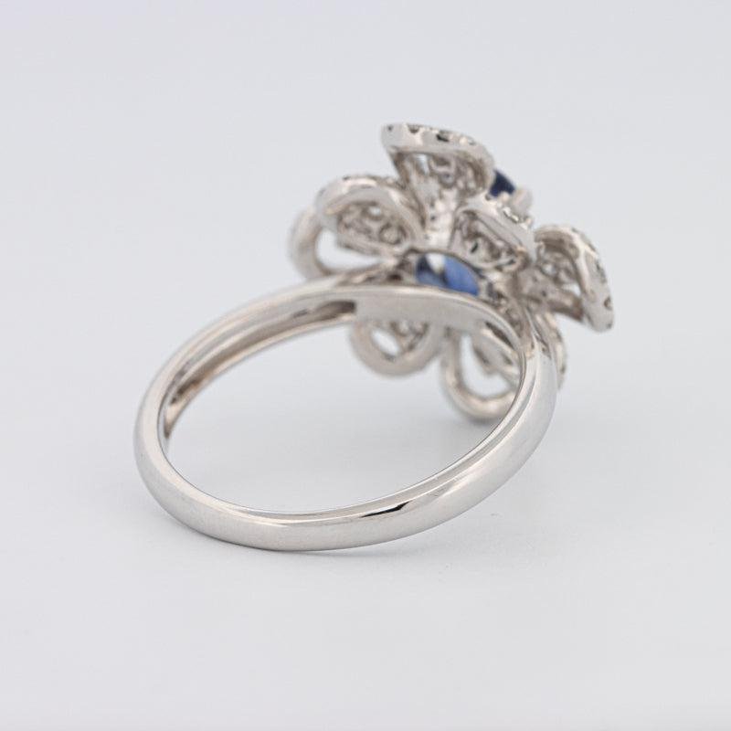 1.80 CT Oval Blue Sapphire Flower Ring - ZIZOV DIAMONDS