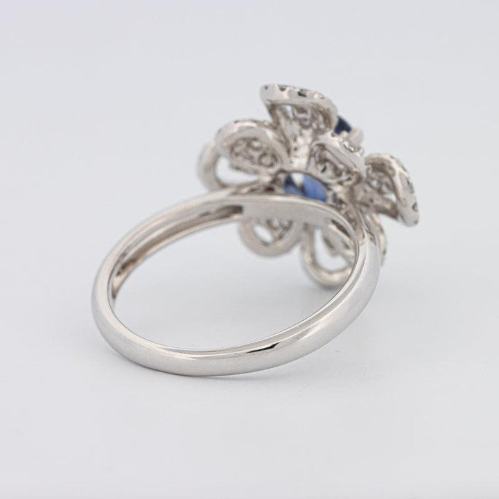 1.80 CT Oval Blue Sapphire Flower Ring - ZIZOV DIAMONDS