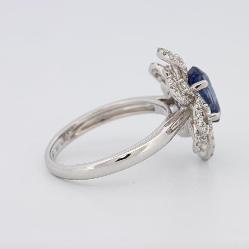 1.80 CT Oval Blue Sapphire Flower Ring - ZIZOV DIAMONDS