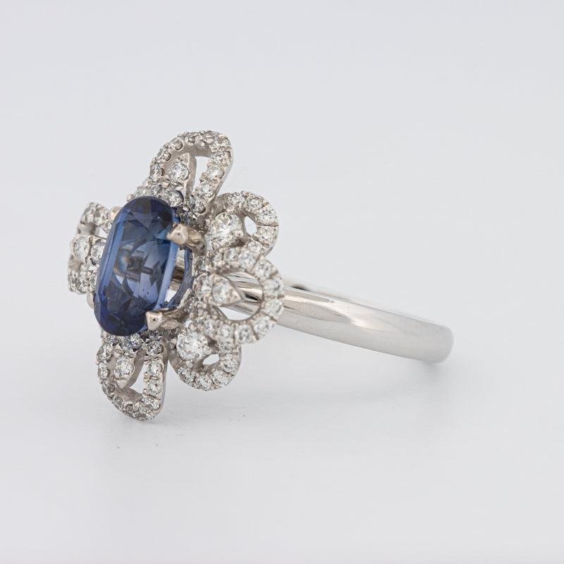 1.80 CT Oval Blue Sapphire Flower Ring - ZIZOV DIAMONDS