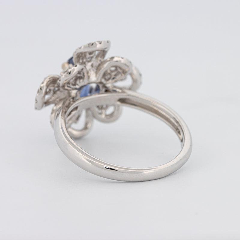 1.80 CT Oval Blue Sapphire Flower Ring - ZIZOV DIAMONDS