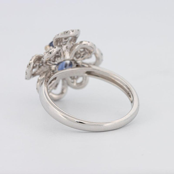 1.80 CT Oval Blue Sapphire Flower Ring - ZIZOV DIAMONDS