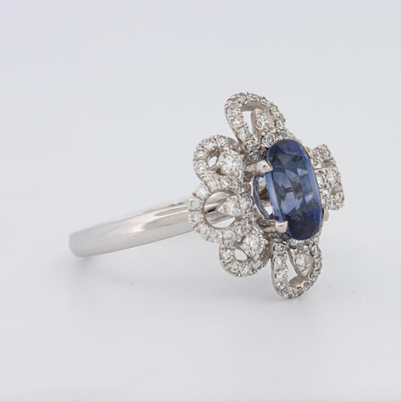 1.80 CT Oval Blue Sapphire Flower Ring - ZIZOV DIAMONDS
