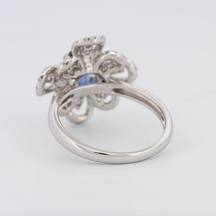1.80 CT Oval Blue Sapphire Flower Ring - ZIZOV DIAMONDS