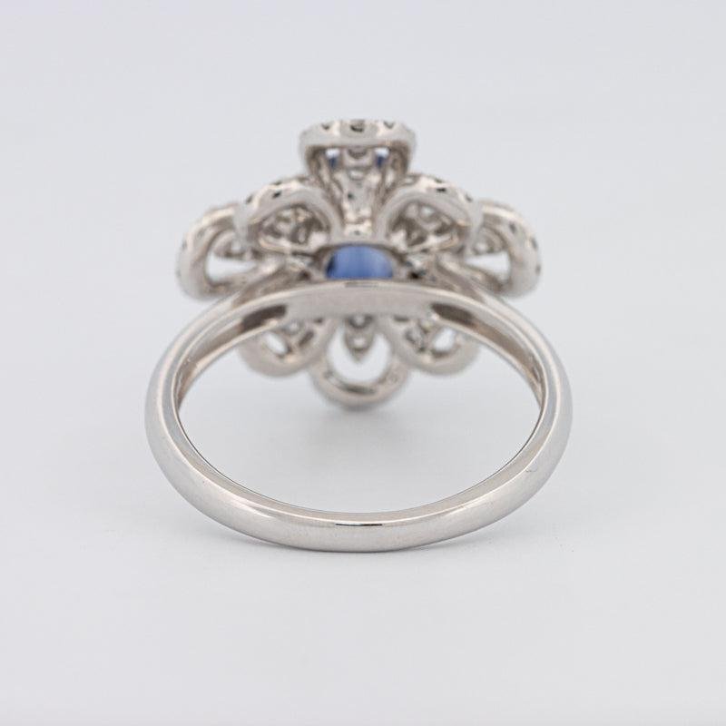 1.80 CT Oval Blue Sapphire Flower Ring - ZIZOV DIAMONDS