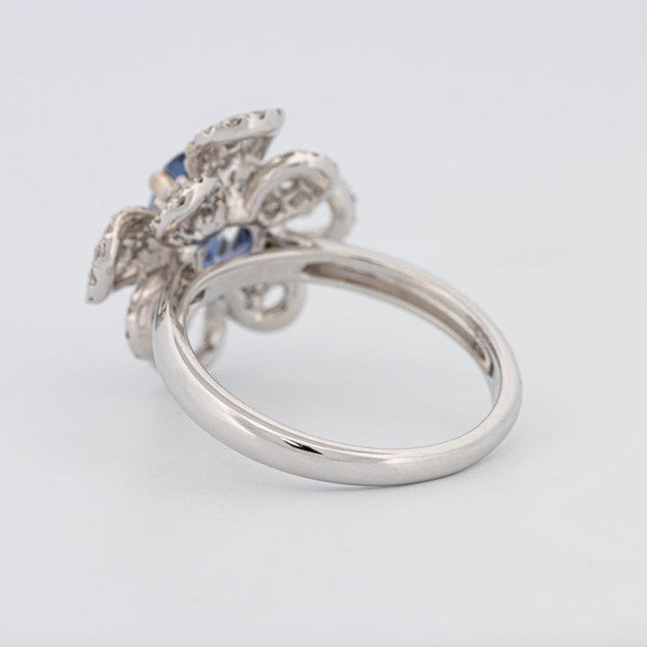 1.80 CT Oval Blue Sapphire Flower Ring - ZIZOV DIAMONDS