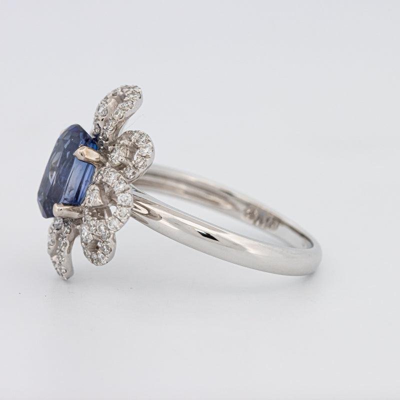 1.80 CT Oval Blue Sapphire Flower Ring - ZIZOV DIAMONDS