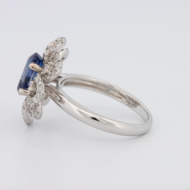 1.80 CT Oval Blue Sapphire Flower Ring - ZIZOV DIAMONDS