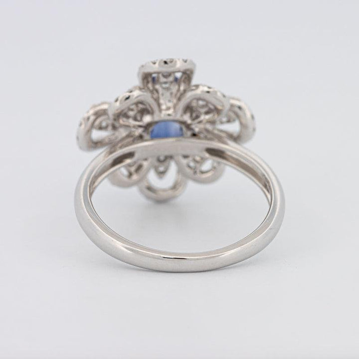 1.80 CT Oval Blue Sapphire Flower Ring - ZIZOV DIAMONDS