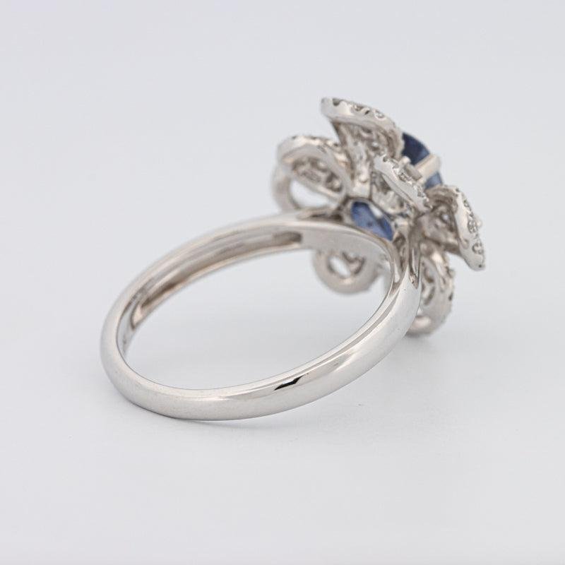 1.80 CT Oval Blue Sapphire Flower Ring - ZIZOV DIAMONDS