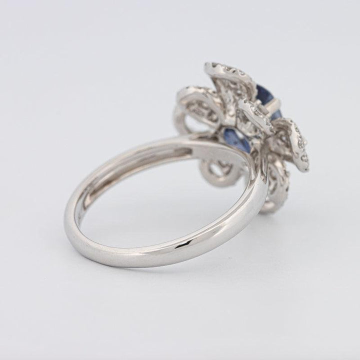 1.80 CT Oval Blue Sapphire Flower Ring - ZIZOV DIAMONDS