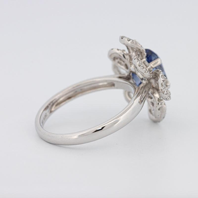 1.80 CT Oval Blue Sapphire Flower Ring - ZIZOV DIAMONDS