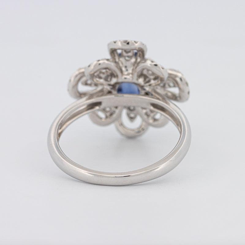 1.80 CT Oval Blue Sapphire Flower Ring - ZIZOV DIAMONDS