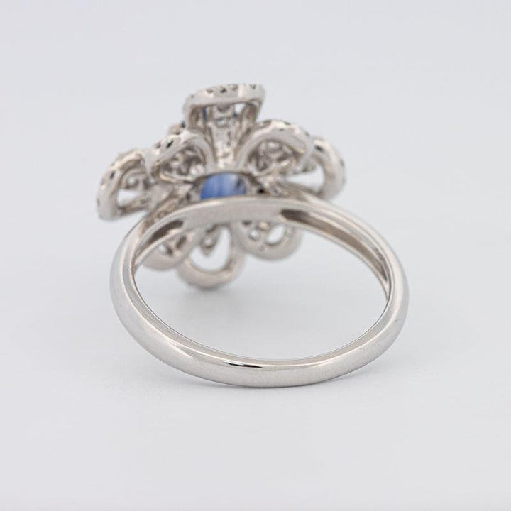 1.80 CT Oval Blue Sapphire Flower Ring - ZIZOV DIAMONDS