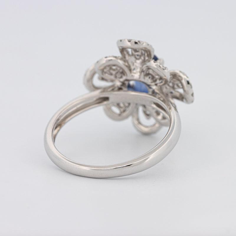 1.80 CT Oval Blue Sapphire Flower Ring - ZIZOV DIAMONDS