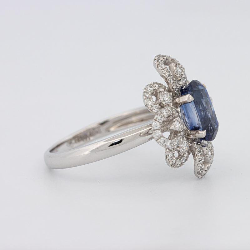 1.80 CT Oval Blue Sapphire Flower Ring - ZIZOV DIAMONDS