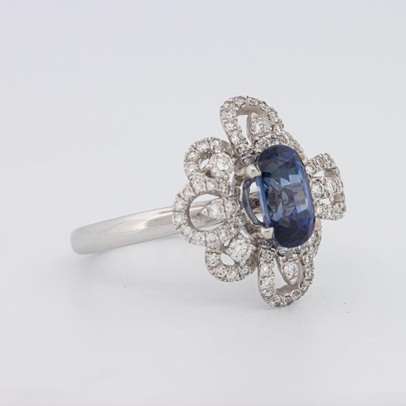 1.80 CT Oval Blue Sapphire Flower Ring - ZIZOV DIAMONDS