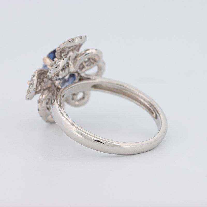 1.80 CT Oval Blue Sapphire Flower Ring - ZIZOV DIAMONDS