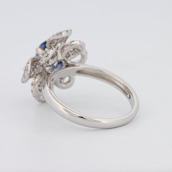 1.80 CT Oval Blue Sapphire Flower Ring - ZIZOV DIAMONDS