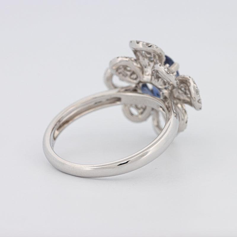 1.80 CT Oval Blue Sapphire Flower Ring - ZIZOV DIAMONDS