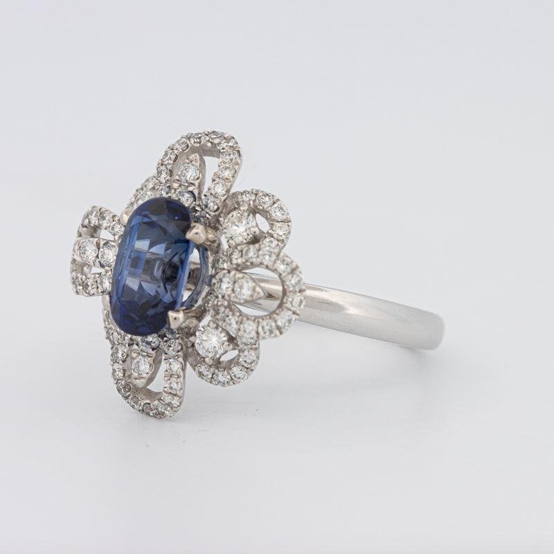 1.80 CT Oval Blue Sapphire Flower Ring - ZIZOV DIAMONDS