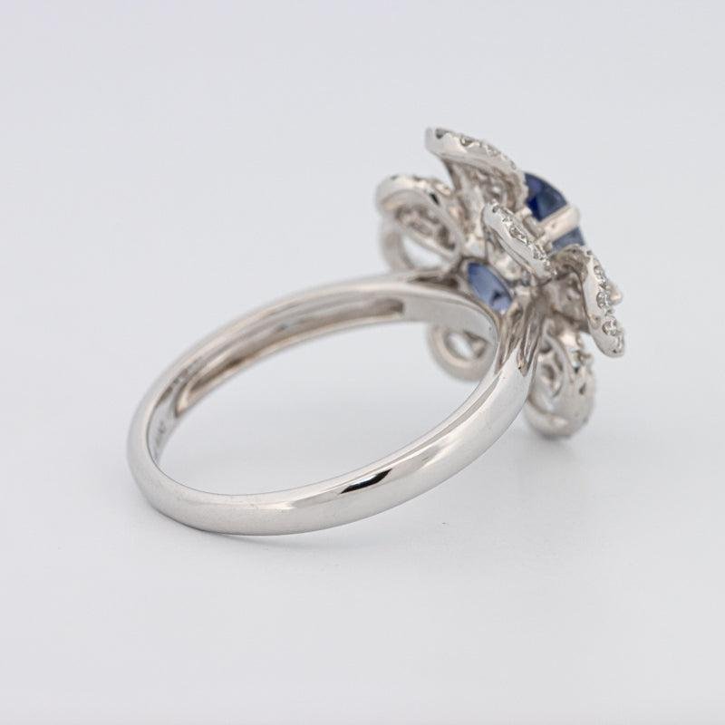 1.80 CT Oval Blue Sapphire Flower Ring - ZIZOV DIAMONDS
