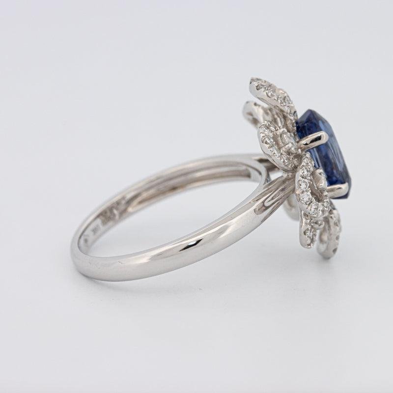 1.80 CT Oval Blue Sapphire Flower Ring - ZIZOV DIAMONDS