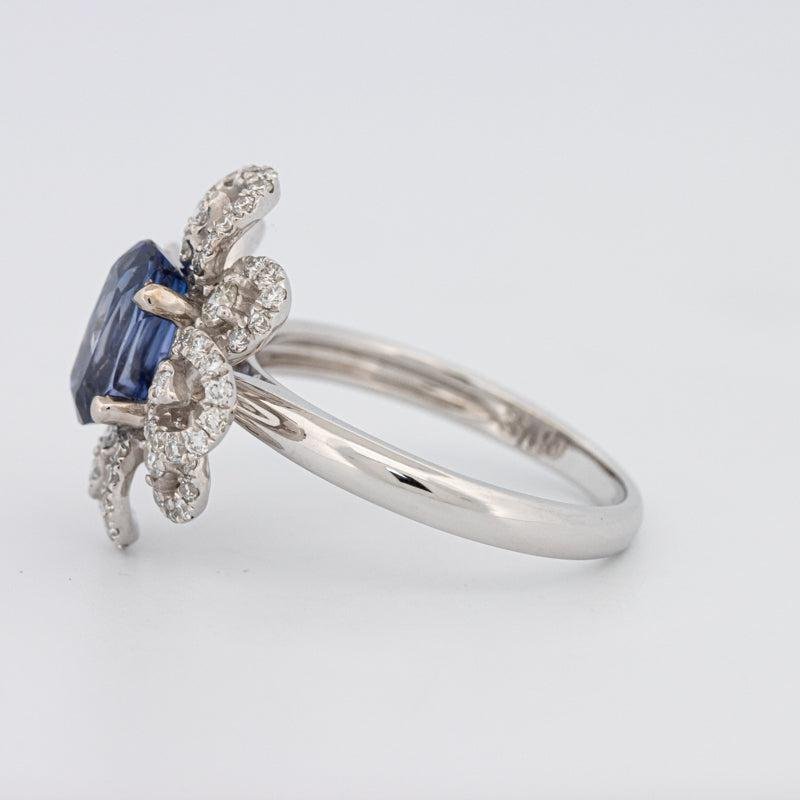 1.80 CT Oval Blue Sapphire Flower Ring - ZIZOV DIAMONDS