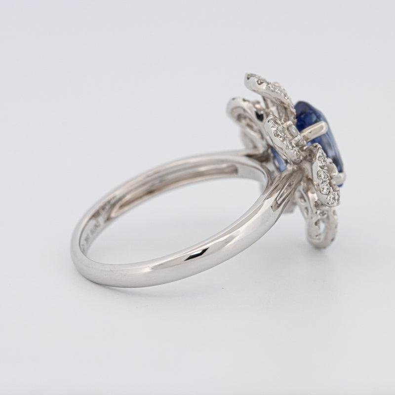 1.80 CT Oval Blue Sapphire Flower Ring - ZIZOV DIAMONDS