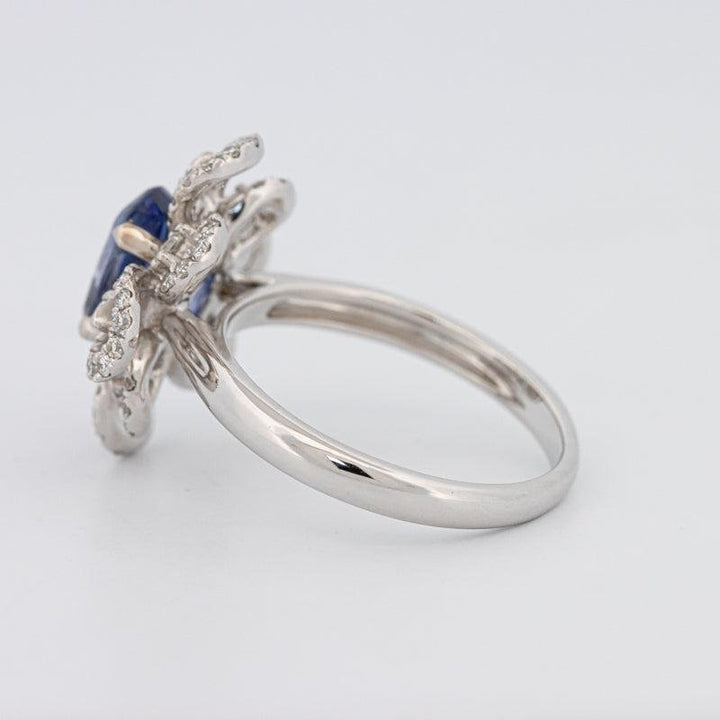 1.80 CT Oval Blue Sapphire Flower Ring - ZIZOV DIAMONDS
