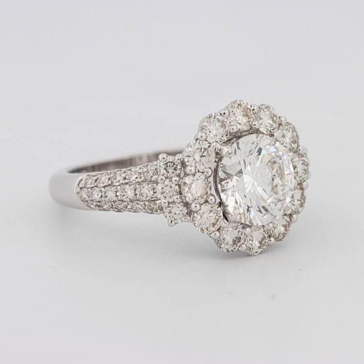 1.85 CT Round Cut Halo Pavé Solitaire (LG) - ZIZOV DIAMONDS