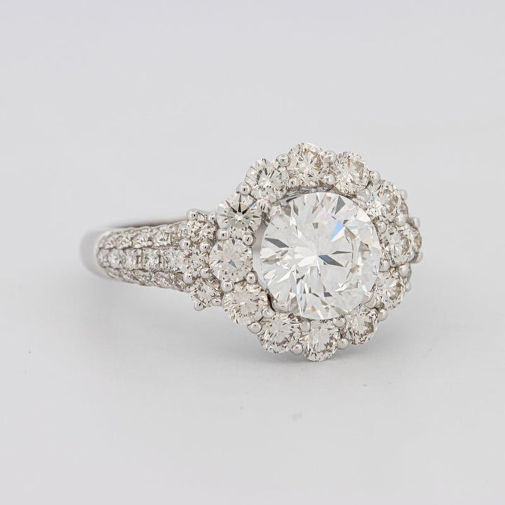 1.85 CT Round Cut Halo Pavé Solitaire (LG) - ZIZOV DIAMONDS
