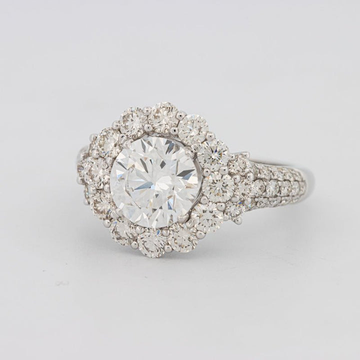 1.85 CT Round Cut Halo Pavé Solitaire (LG) - ZIZOV DIAMONDS