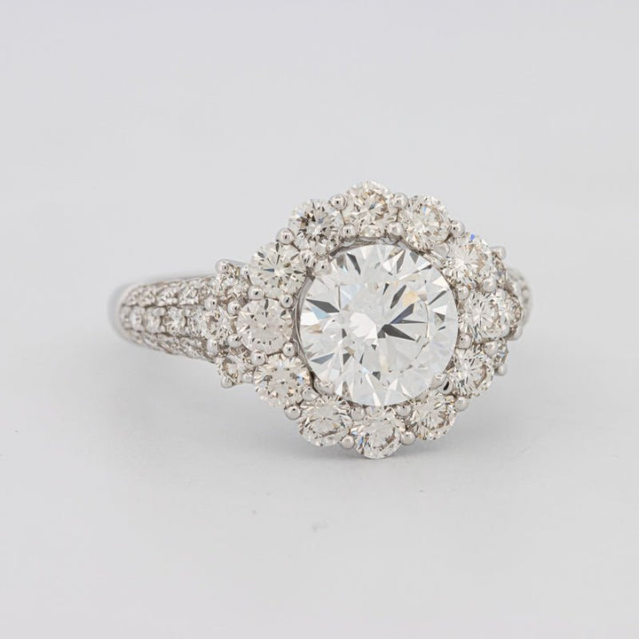 1.85 CT Round Cut Halo Pavé Solitaire (LG) - ZIZOV DIAMONDS