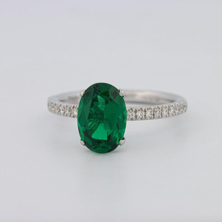 1.90 CT Oval Green Emerald Ring - ZIZOV DIAMONDS