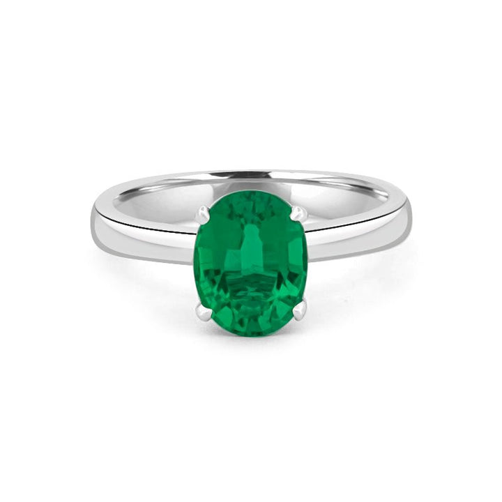 1.90 CT Oval Green Emerald Ring - ZIZOV DIAMONDS