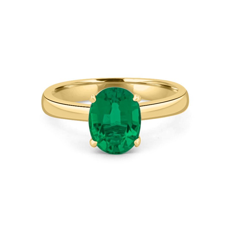 1.90 CT Oval Green Emerald Ring - ZIZOV DIAMONDS