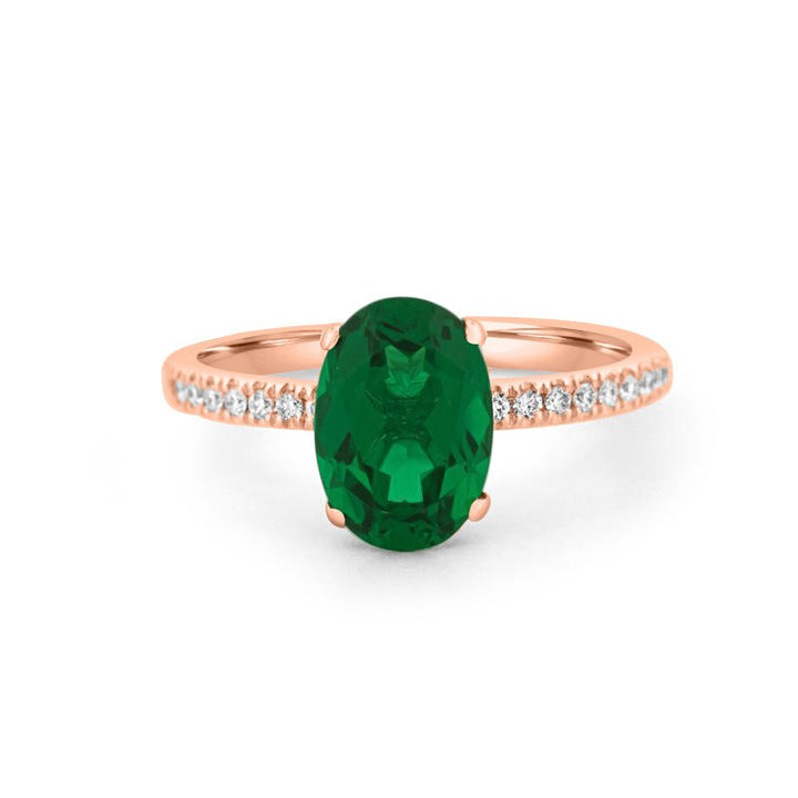 1.90 CT Oval Green Emerald Ring - ZIZOV DIAMONDS