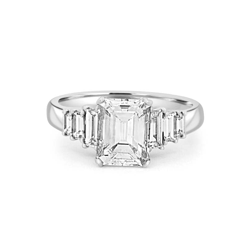 2 CT Emerald Cut Trilogy Solitaire - ZIZOV DIAMONDS