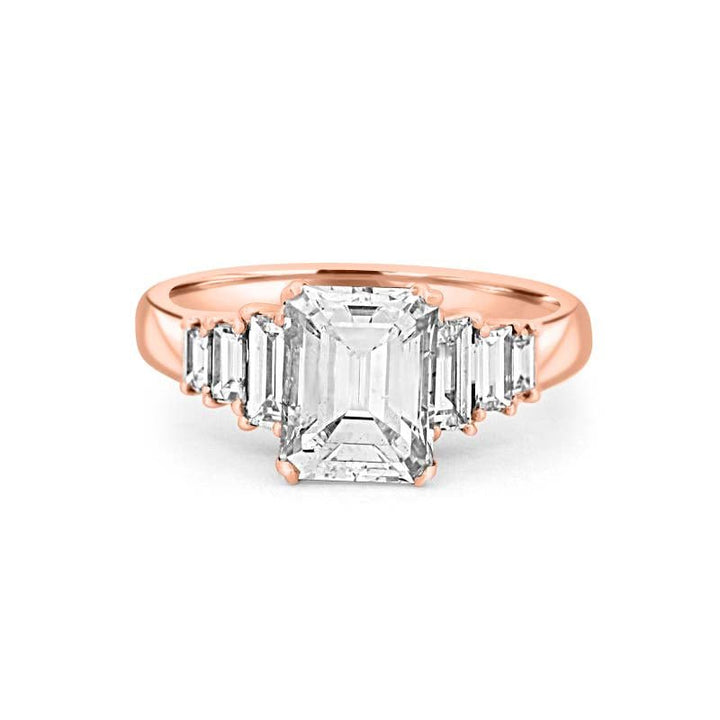 2 CT Emerald Cut Trilogy Solitaire - ZIZOV DIAMONDS