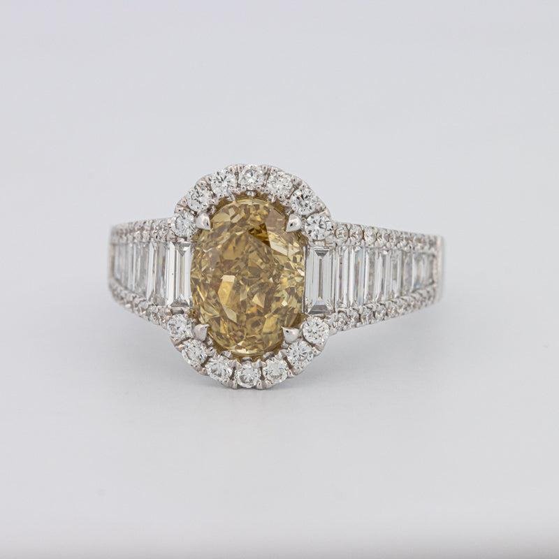 2 CT Fancy Deep Yellow Oval Halo Solitaire - ZIZOV DIAMONDS