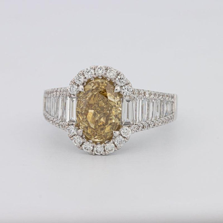 2 CT Fancy Deep Yellow Oval Halo Solitaire - ZIZOV DIAMONDS