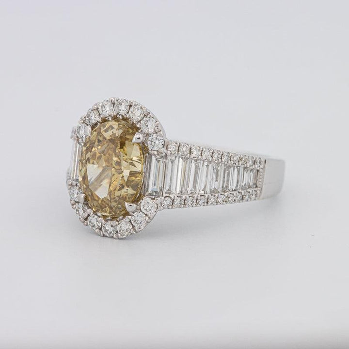 2 CT Fancy Deep Yellow Oval Halo Solitaire - ZIZOV DIAMONDS
