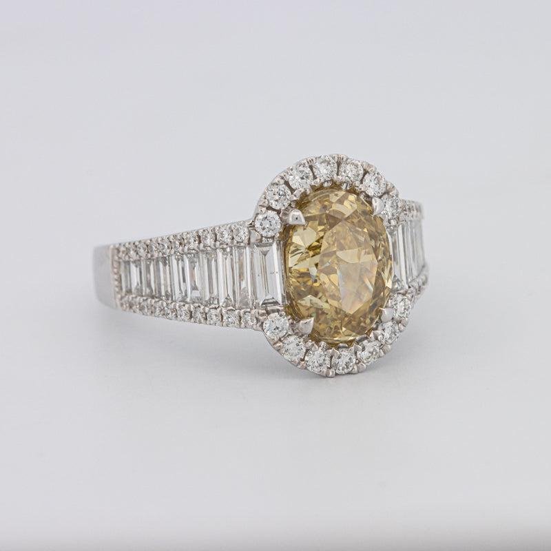 2 CT Fancy Deep Yellow Oval Halo Solitaire - ZIZOV DIAMONDS