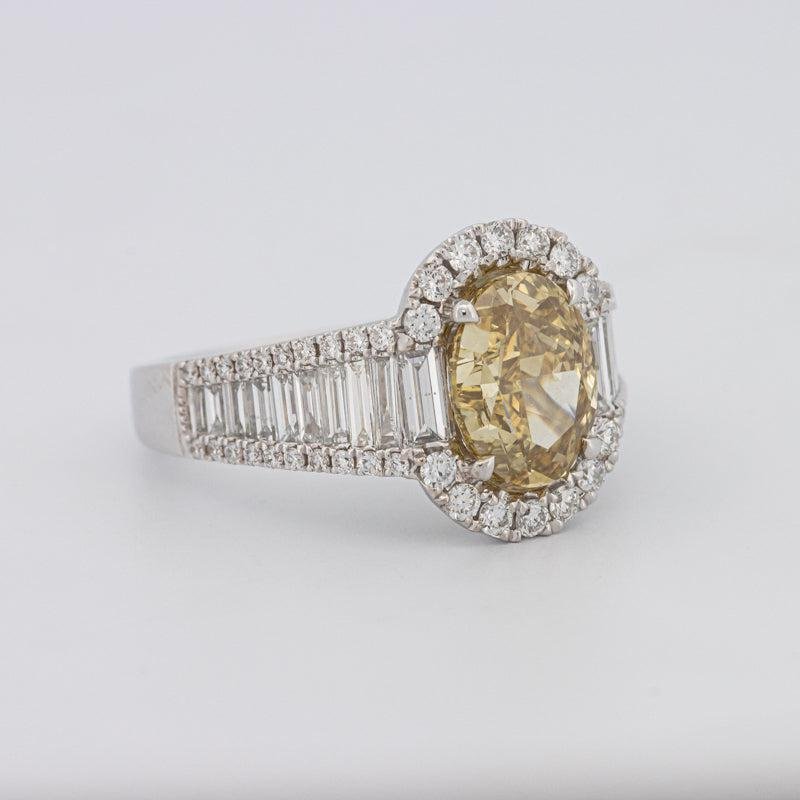 2 CT Fancy Deep Yellow Oval Halo Solitaire - ZIZOV DIAMONDS