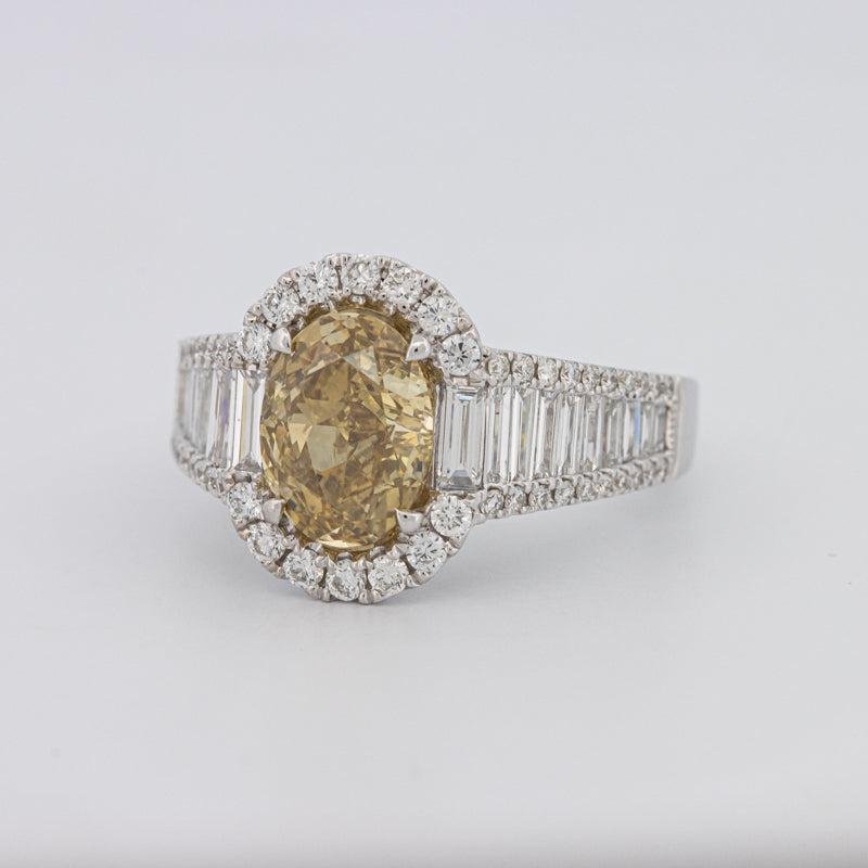 2 CT Fancy Deep Yellow Oval Halo Solitaire - ZIZOV DIAMONDS