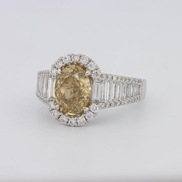 2 CT Fancy Deep Yellow Oval Halo Solitaire - ZIZOV DIAMONDS