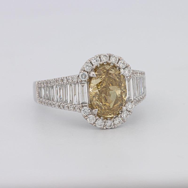 2 CT Fancy Deep Yellow Oval Halo Solitaire - ZIZOV DIAMONDS