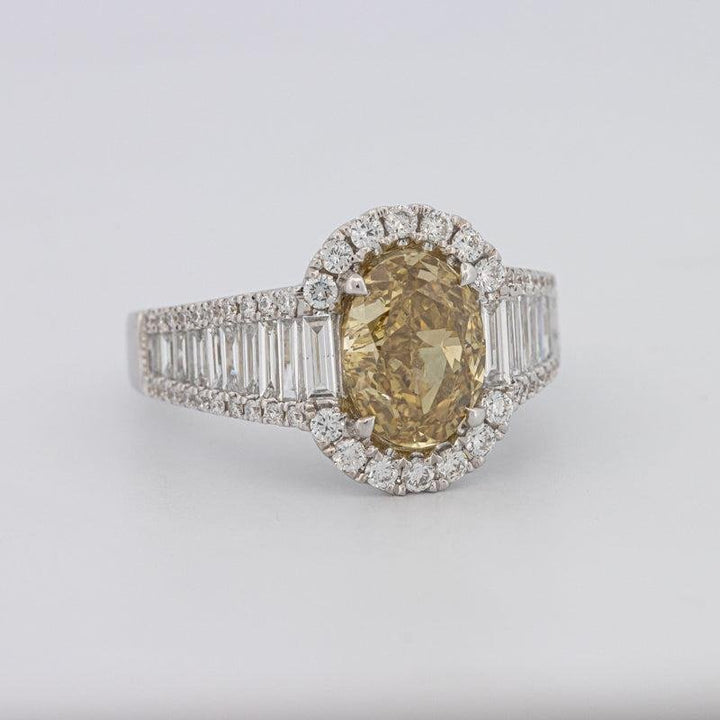 2 CT Fancy Deep Yellow Oval Halo Solitaire - ZIZOV DIAMONDS