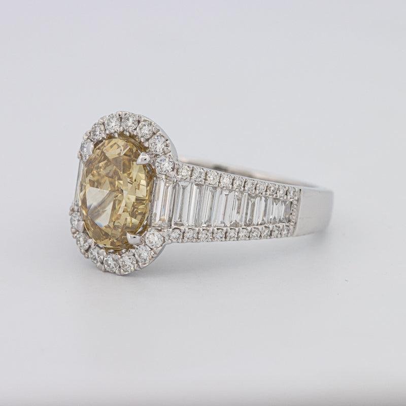 2 CT Fancy Deep Yellow Oval Halo Solitaire - ZIZOV DIAMONDS